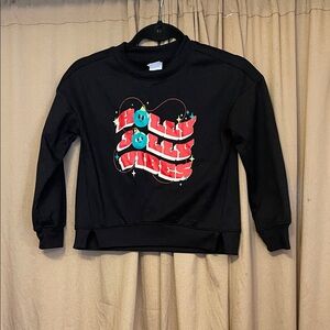 Girl’s 6/7 Black 'Holly Jolly Vibes' Sweatshirt/Sleepshirt